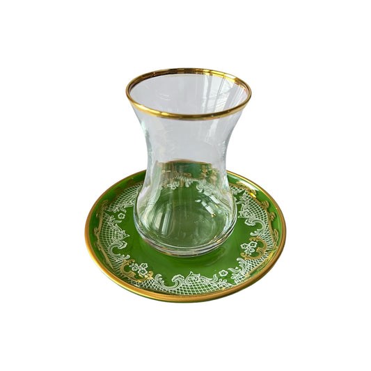 Teacup & Saucer Set 5 Oz Gold Plated - Set of 12