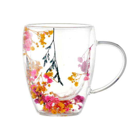Coffee Cup Double-Walled with Floral Design 8 Oz - 1Piece
