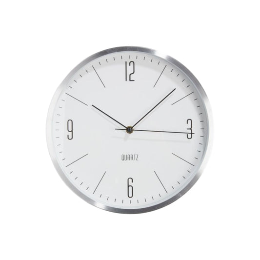 12-Inch Minimalist Wall Clock – Silent Quartz Movement - Silver Bezel
