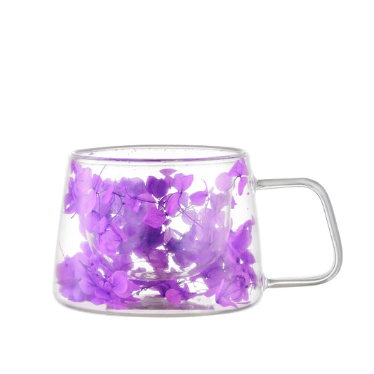 Coffee Cup Double-Walled with Floral Design 7 Oz - 1Piece