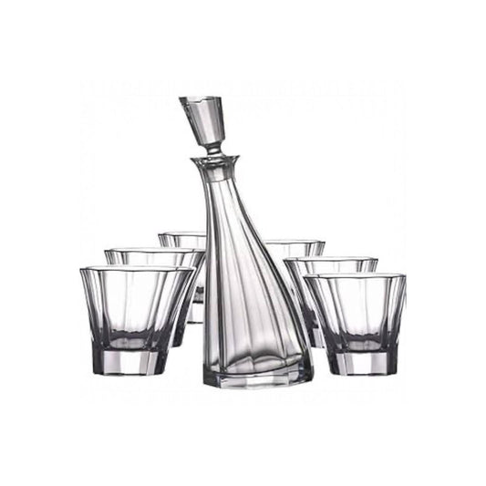 Crystal Decanter Whiskey Set - Set of 6 + 1
