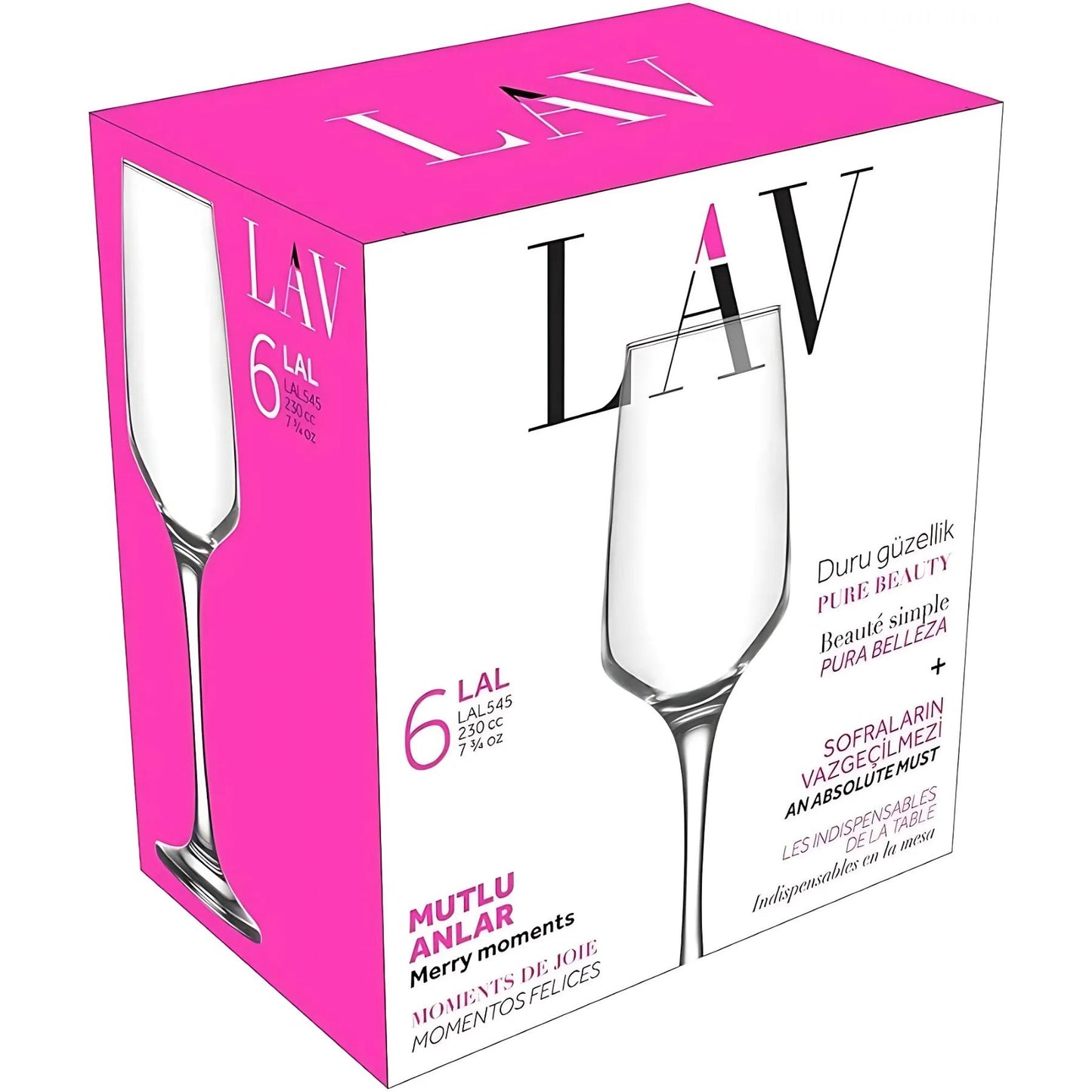 Champagne Flutes 8 Oz - LAV LAL - Set of 6