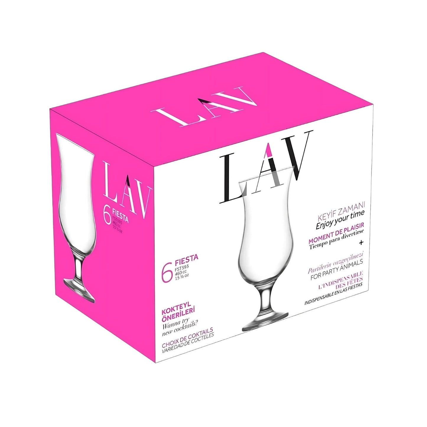 Hurricane Cocktail Glasses 16 Oz - LAV FIESTA - Set of 6
