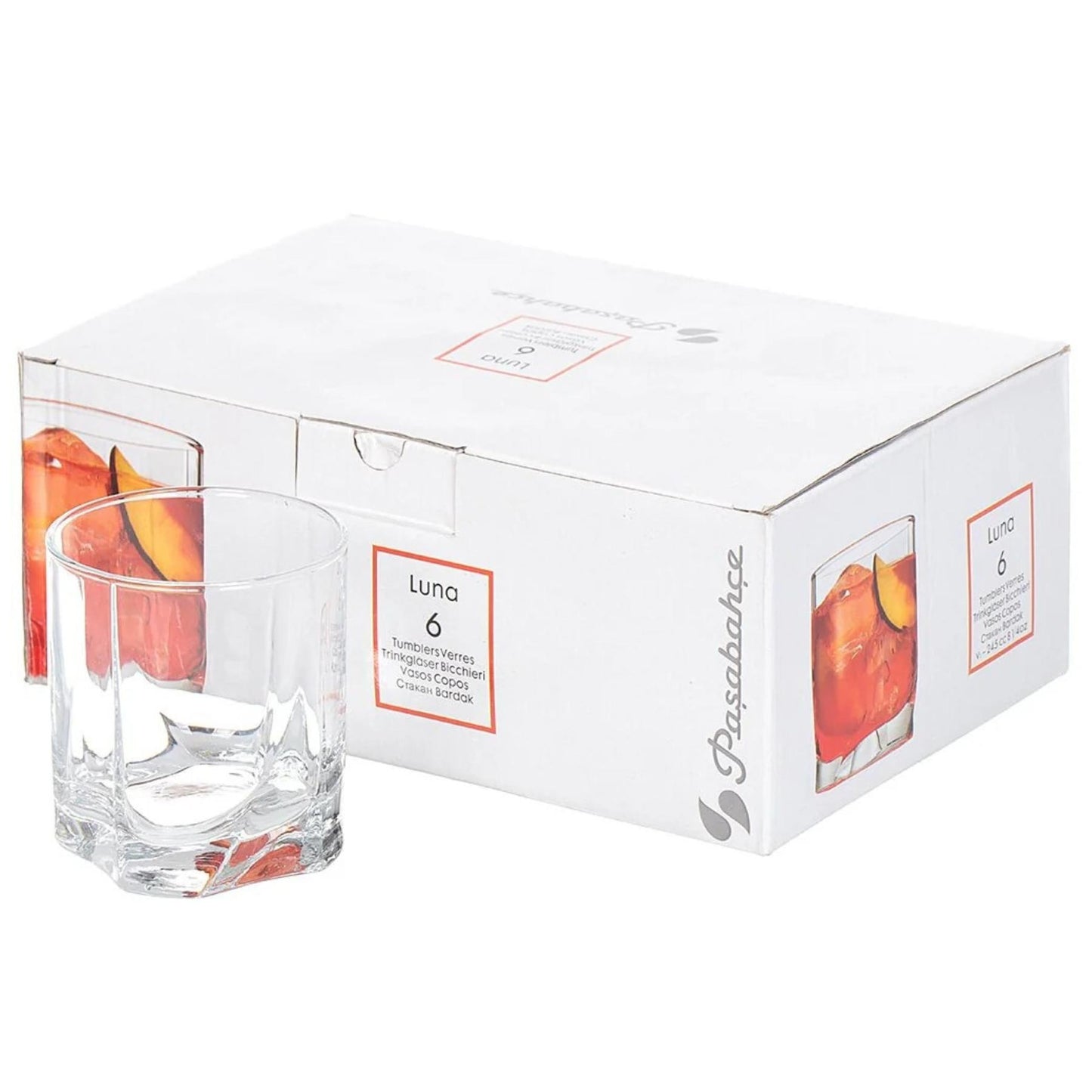 Whiskey Glasses 13 Oz - PASABAHCE LUNA - Set of 6