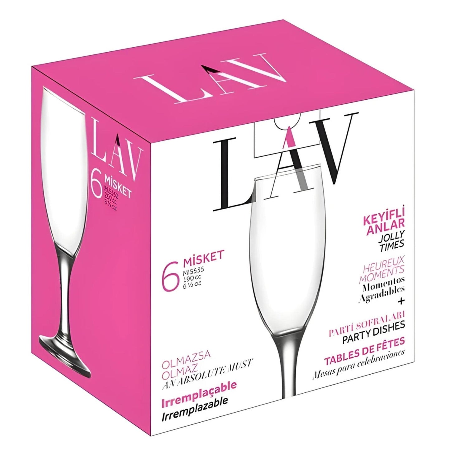 Champagne Flutes 7 Oz - LAV MISKET - Set of 6