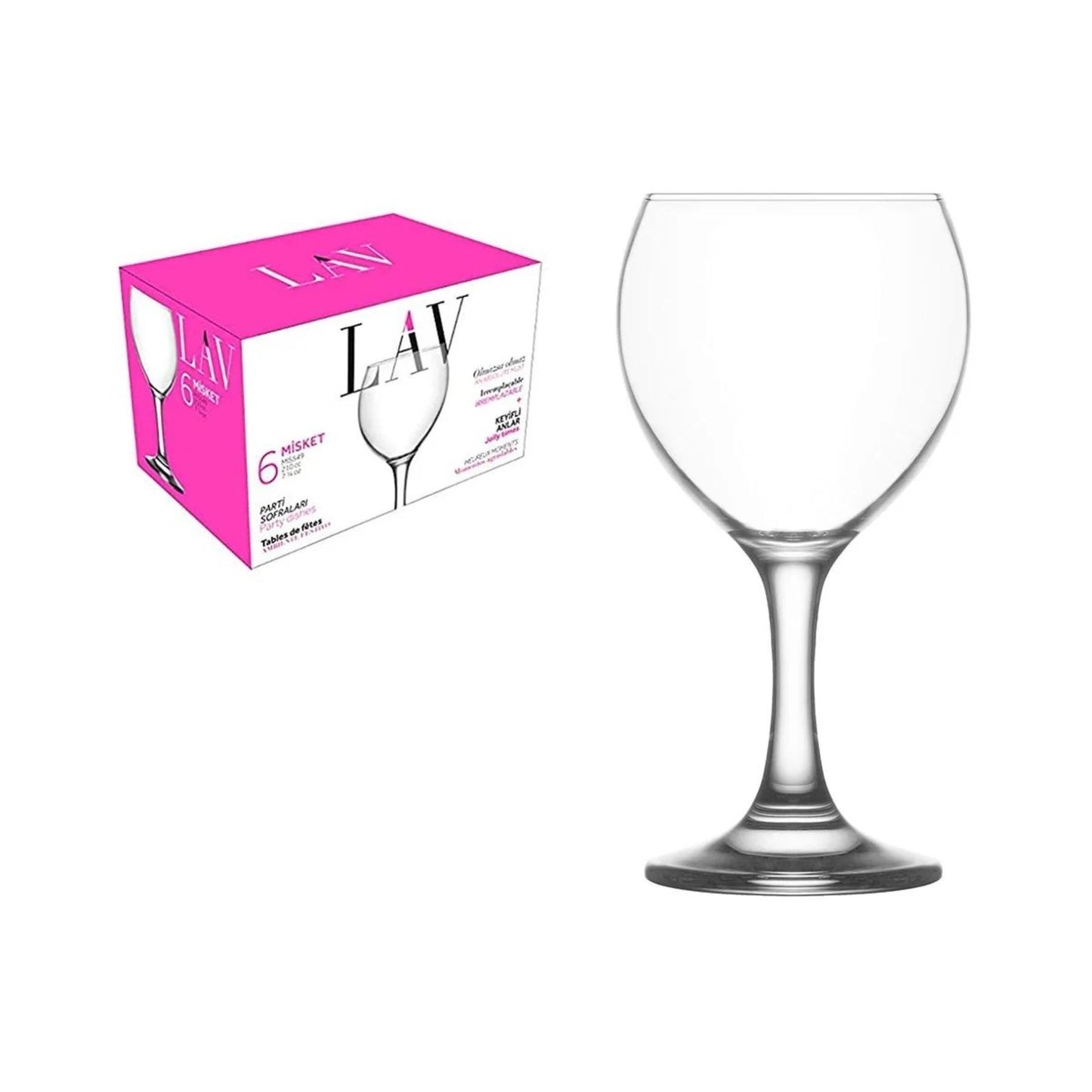 Wine Glasses 7 Oz - LAV MISKET - Set of 6