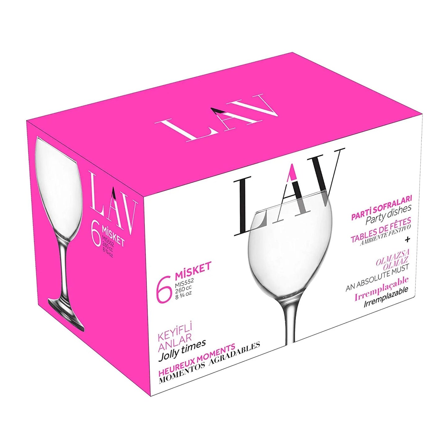 Wine Glasses 9 Oz - LAV MISKET - Set of 6