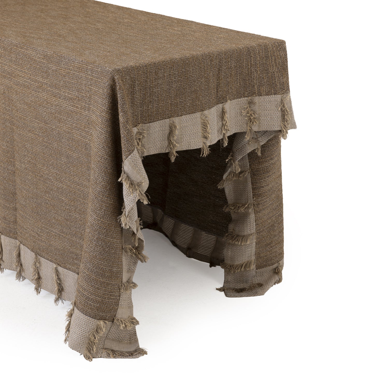 Loomé Home Mocha Fringe Tablecloth – Textured, 200 x 300 cm