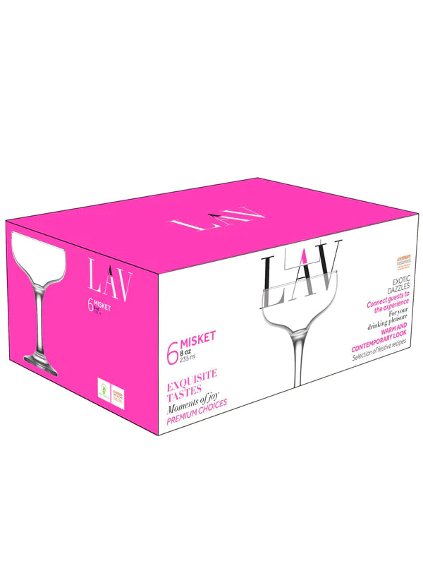 LAV MISKET 8 oz Champagne Coupe Glasses - 6 /Case