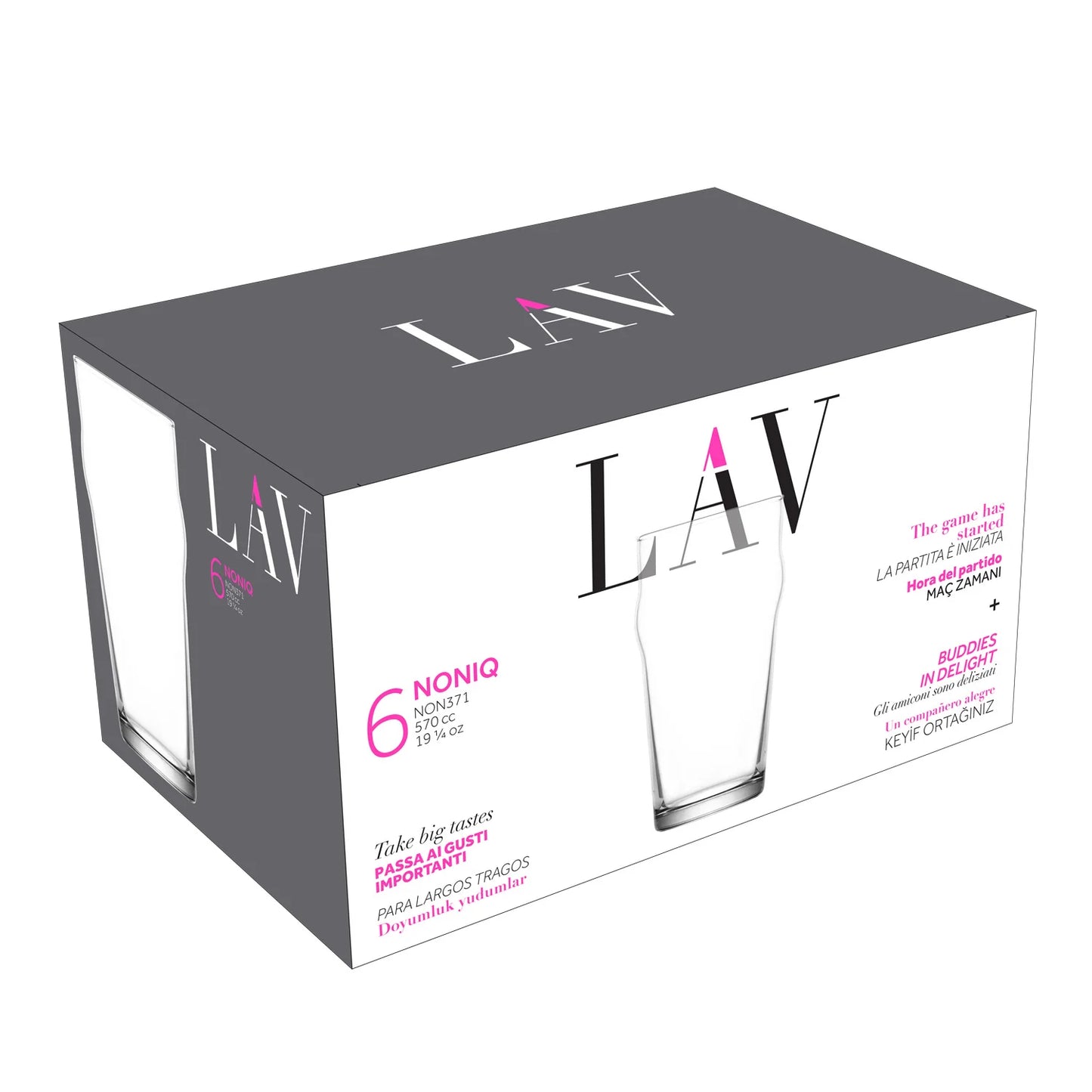 Nonic Beer Pint Glasses 19.25 oz– LAV NONIQ – Set of 6