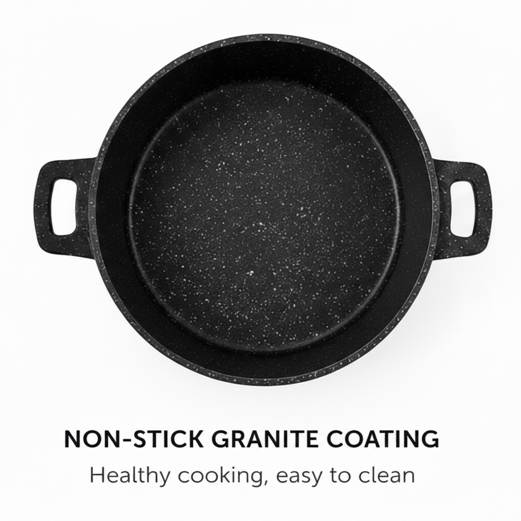 Die-Cast Granite Casserole Pot with Glass Lid – 28cm, 6.5L