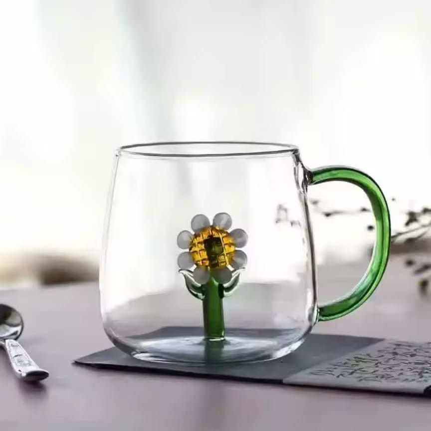 Daisy Borosilicate Glass Mug 13.5 oz - 1Piece