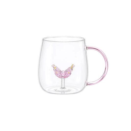 Butterfly Borosilicate Glass Mug 13.5 oz - 1Piece