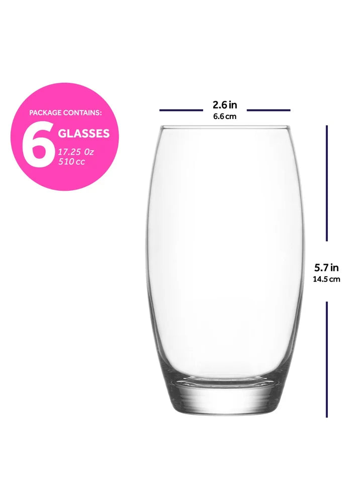 Highball Cocktail & Beverage Glasses 17.25 oz – LAV EMPIRE – Set of 6