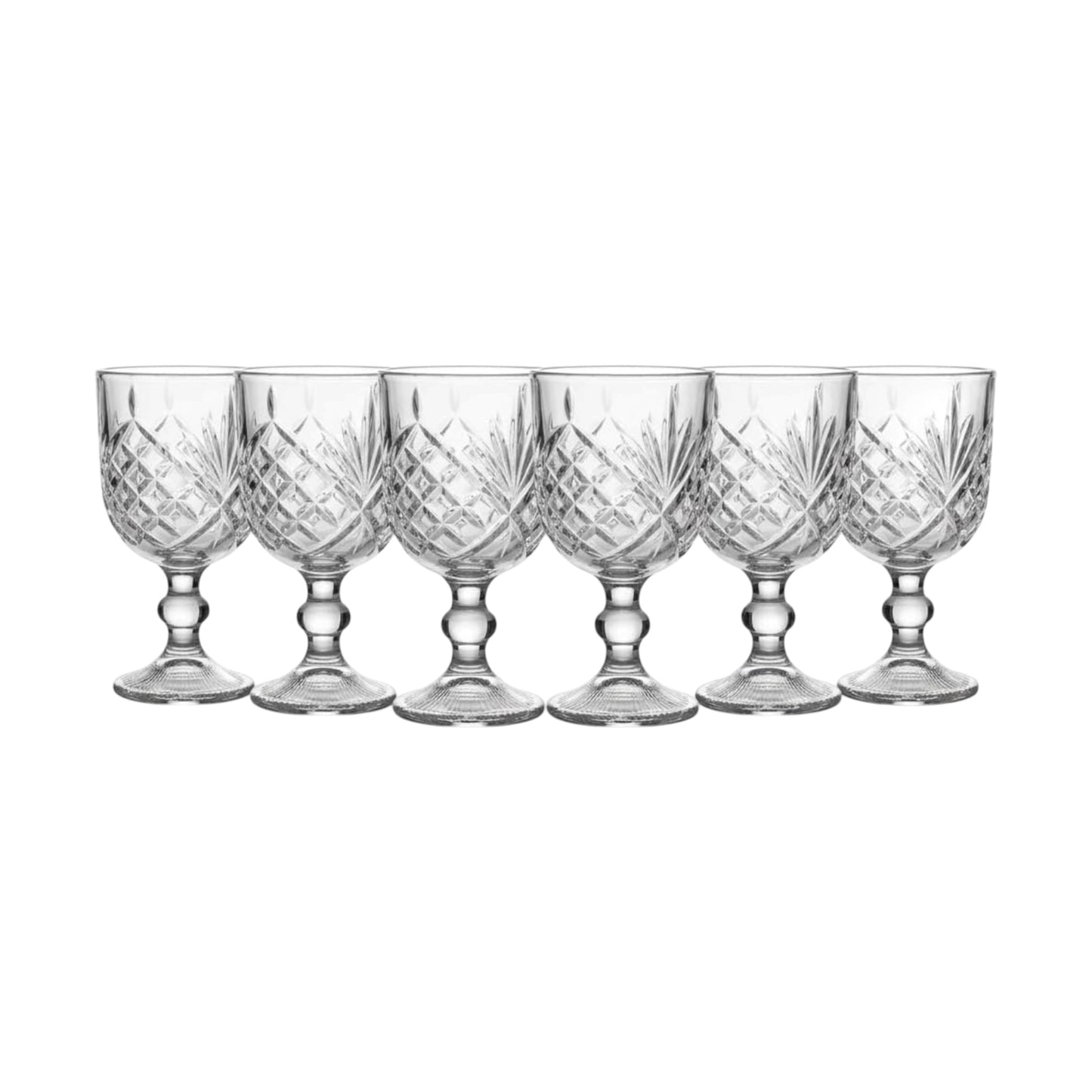 Crystal-Cut Vintage Wine Goblets 320ml — Set of 6