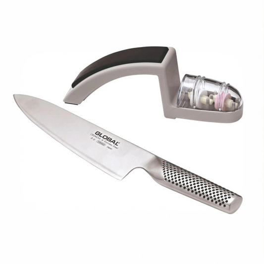 GLOBAL 8” Chef’s Knife G2 & Minosharp Sharpener Starter Set
