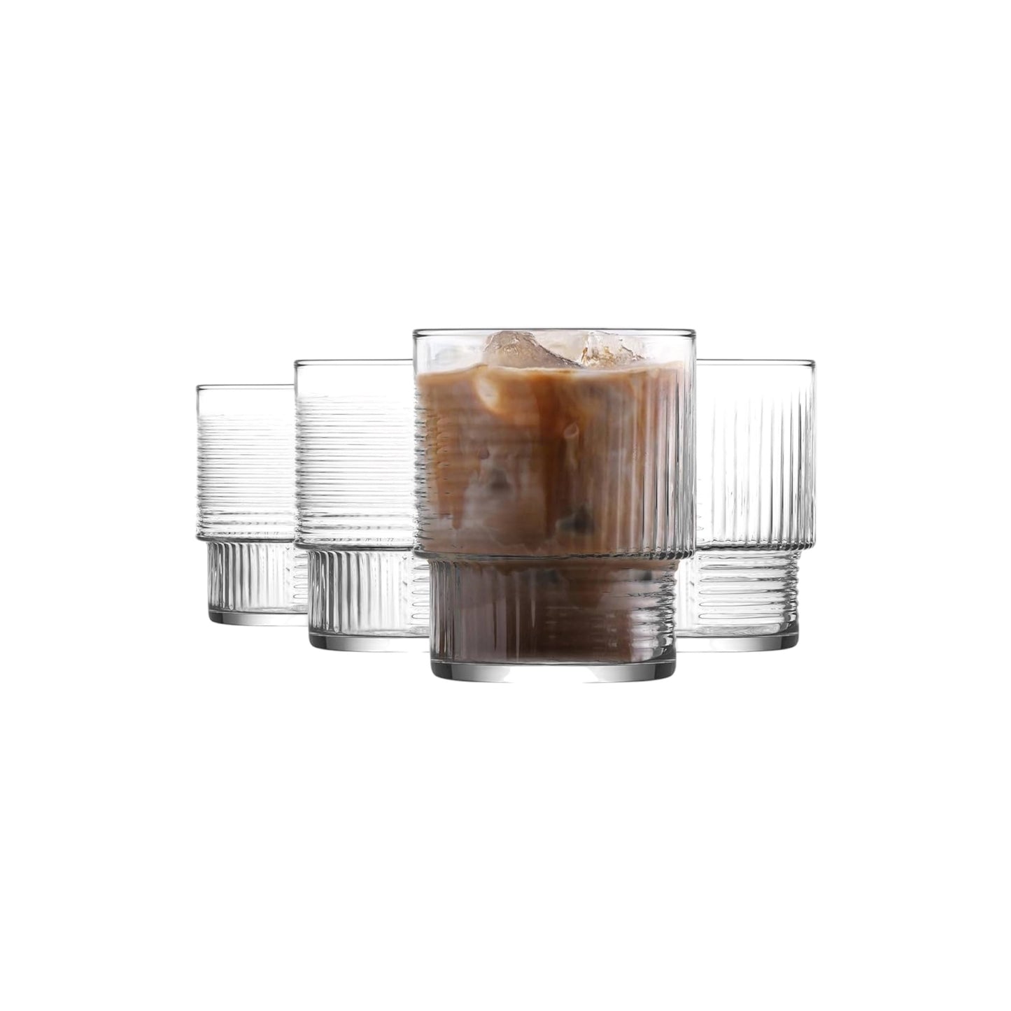 Stackable Ribbed Rock Glasses 11 oz - LAV HELEN - Set of 6