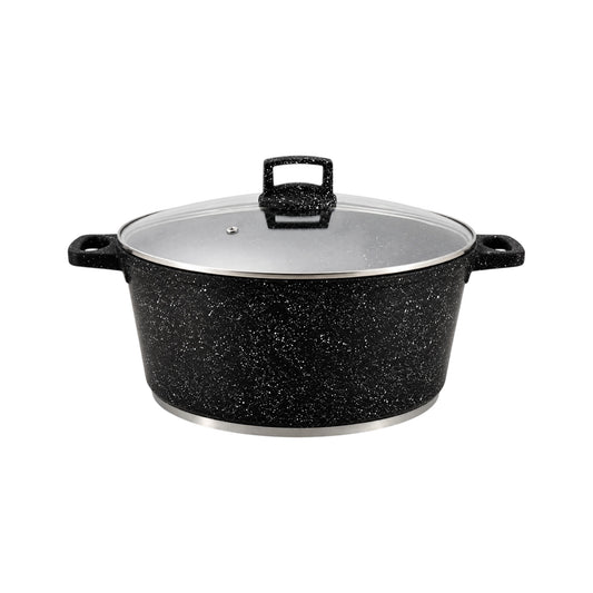 Die-Cast Granite Non-Stick Casserole Pot with Glass Lid — 26cm | 5.4L