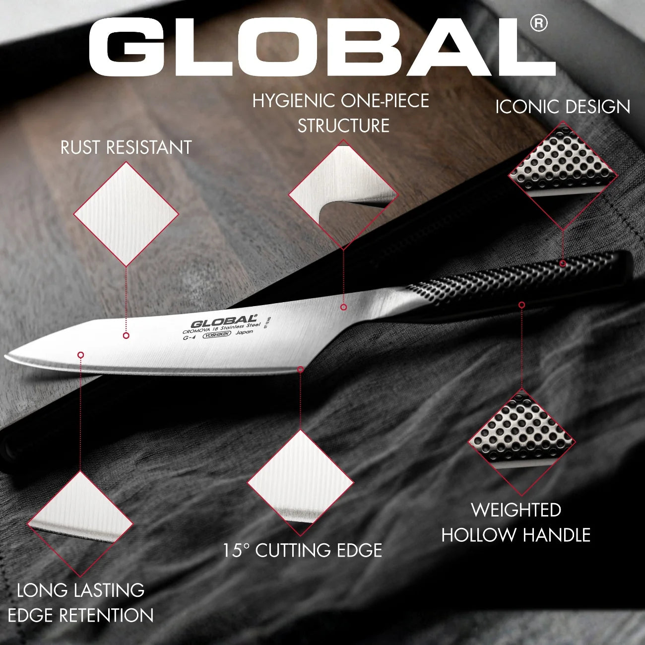 Global G-9 Bread Knife – 22cm Serrated Japanese Stainless Steel