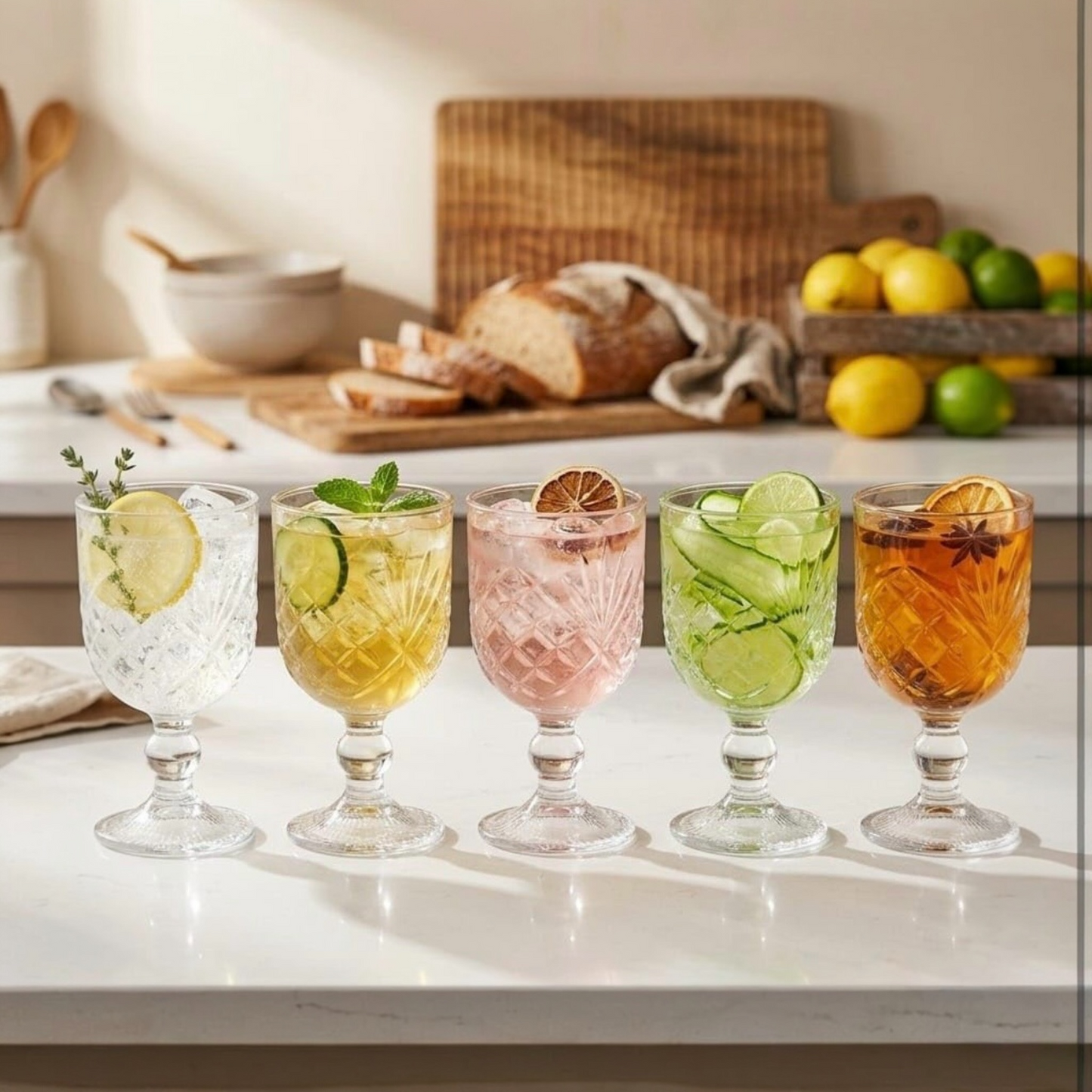 Crystal-Cut Vintage Wine Goblets 320ml — Set of 6