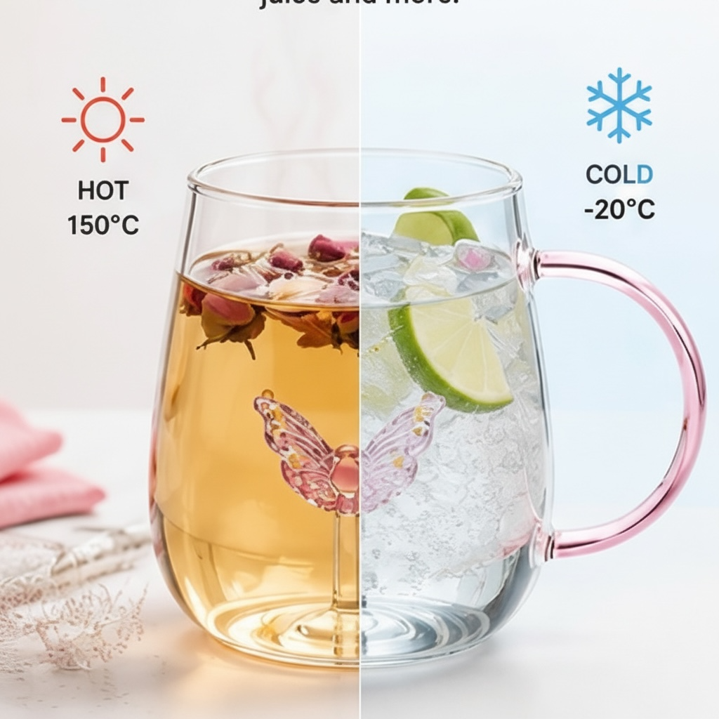 Butterfly Borosilicate Glass Mug 13.5 oz - 1Piece