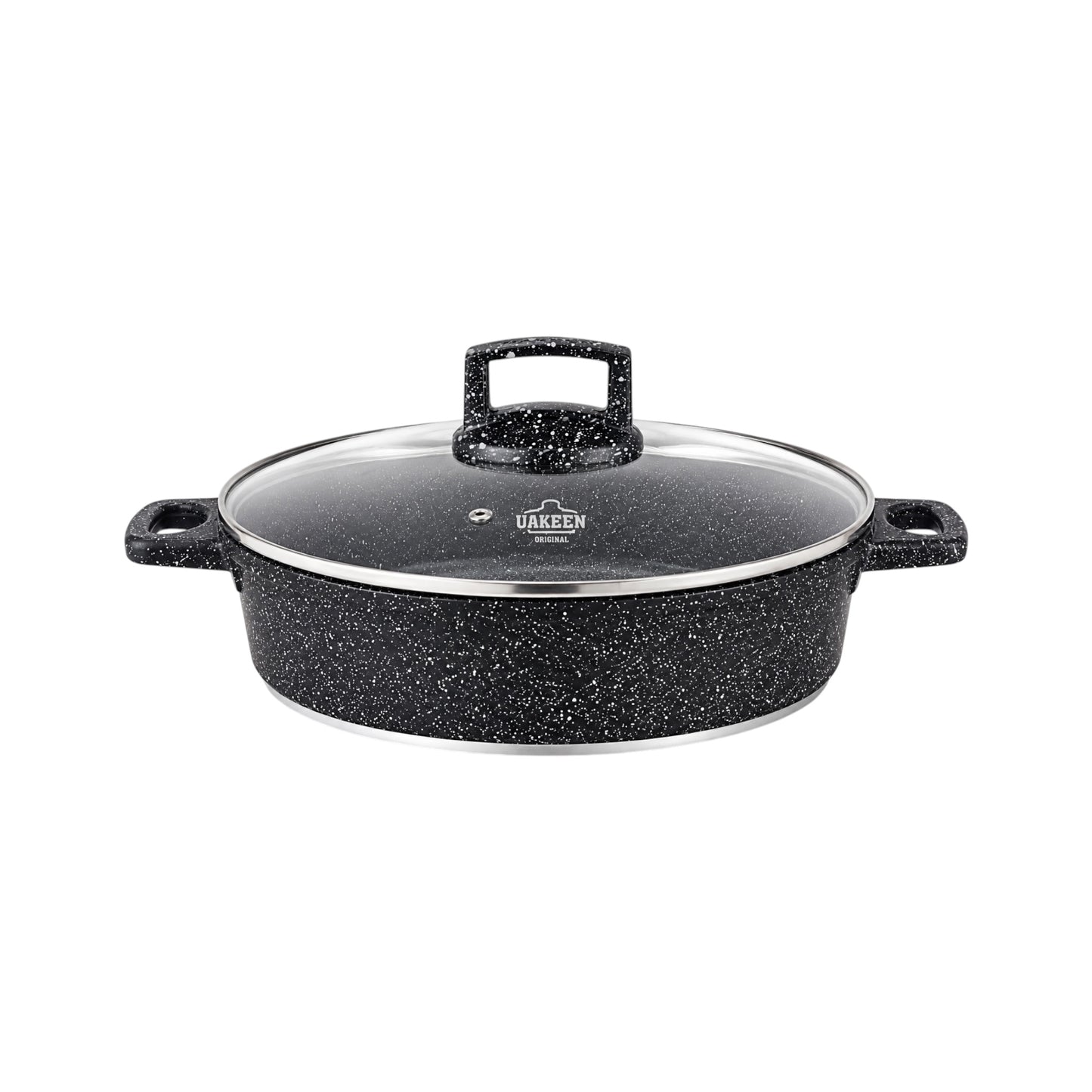 Die-Cast Granite Shallow Casserole with Glass Lid – 28cm, 4.1L
