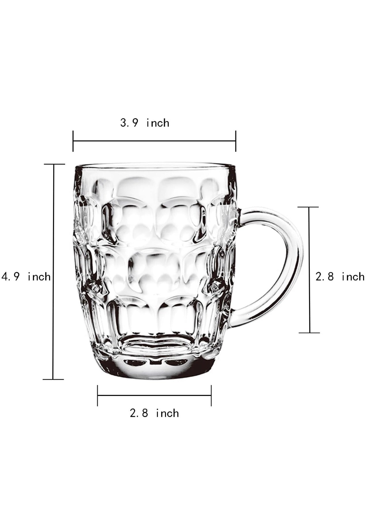 Dimple Stein Beer Mugs 19 Oz - Set of 2