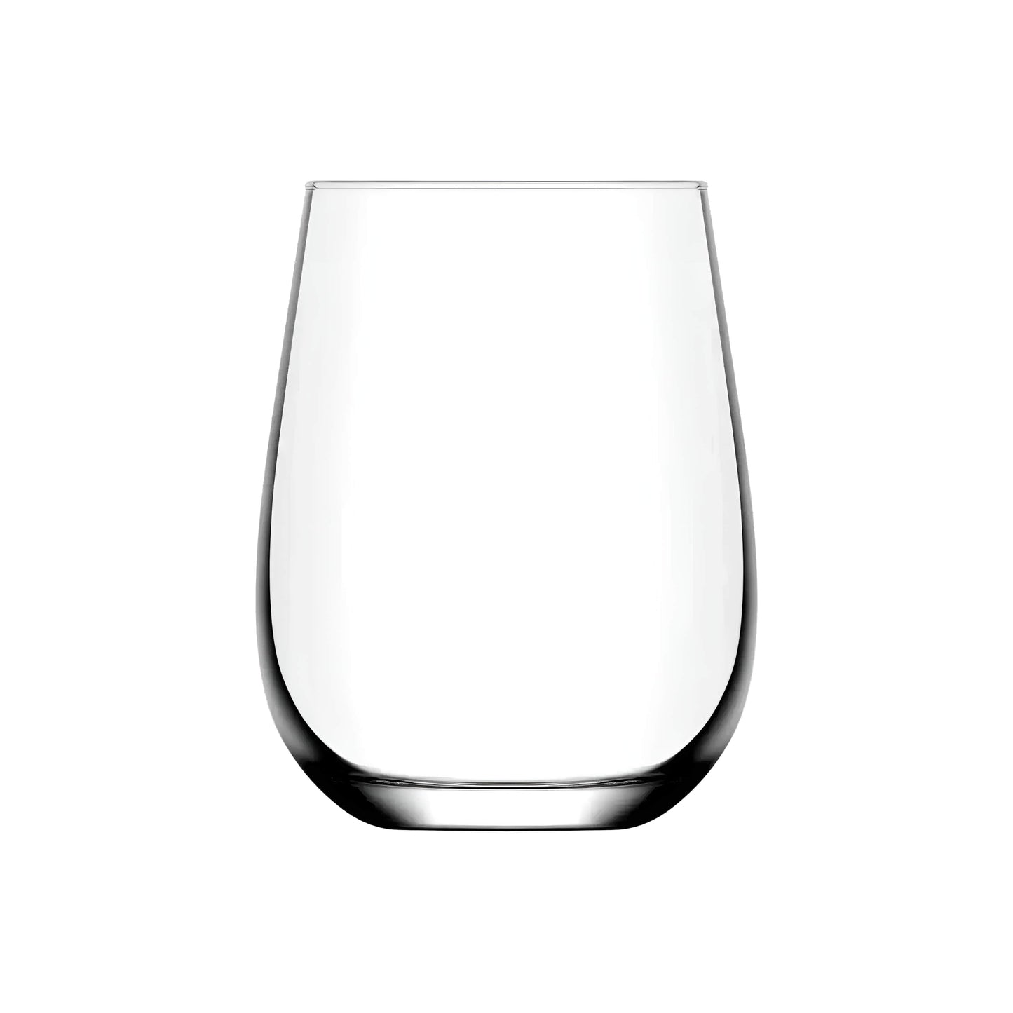 Clear glass tumbler on a white background