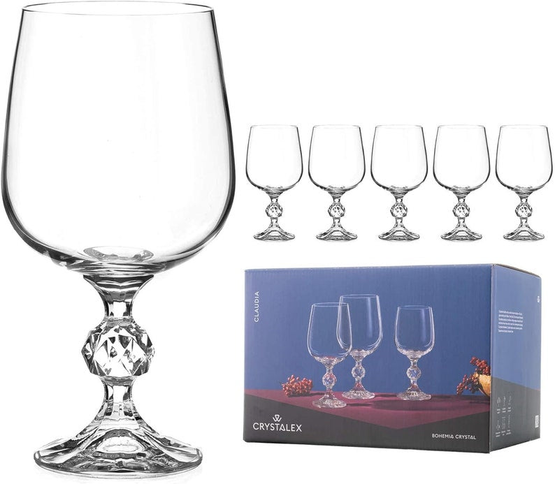 CRYSTALEX Claudia Crystal Wine Glasses Set of 6 - 7 3/4 oz