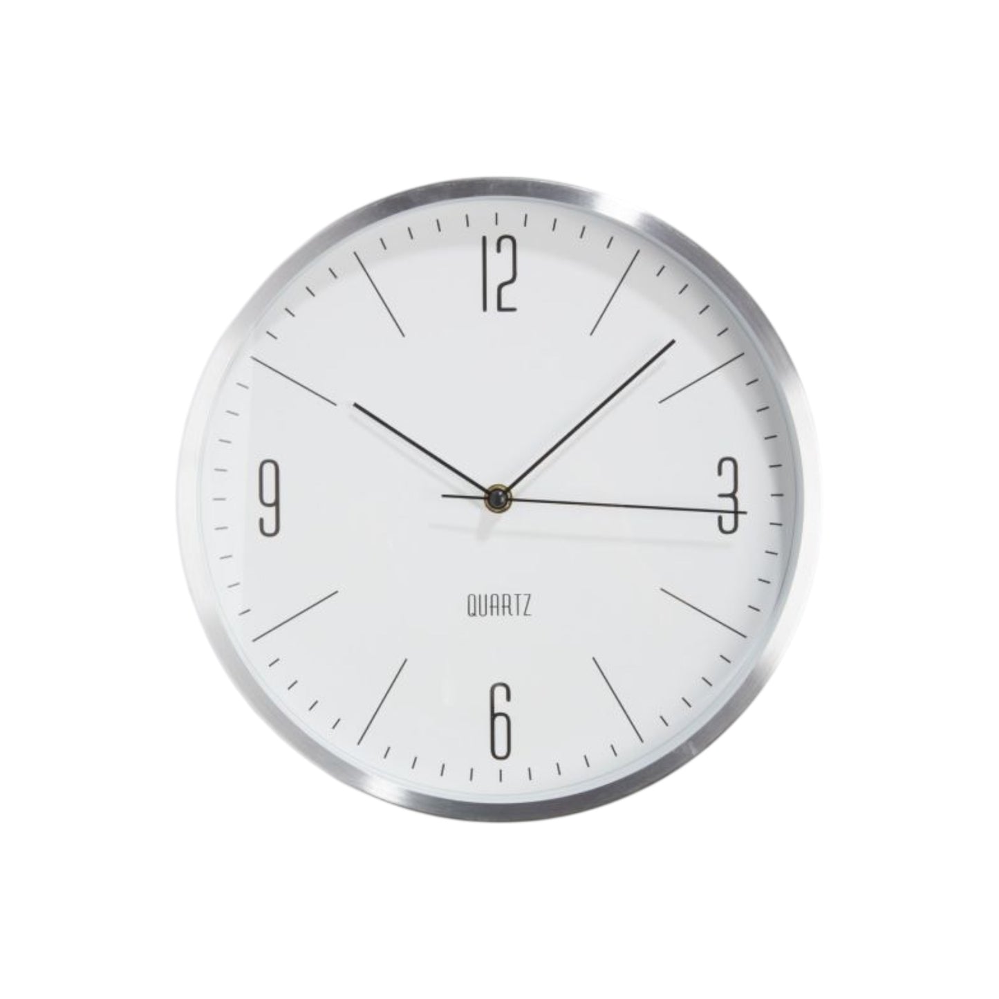 12-Inch Minimalist Wall Clock – Silent Quartz Movement - Silver Bezel