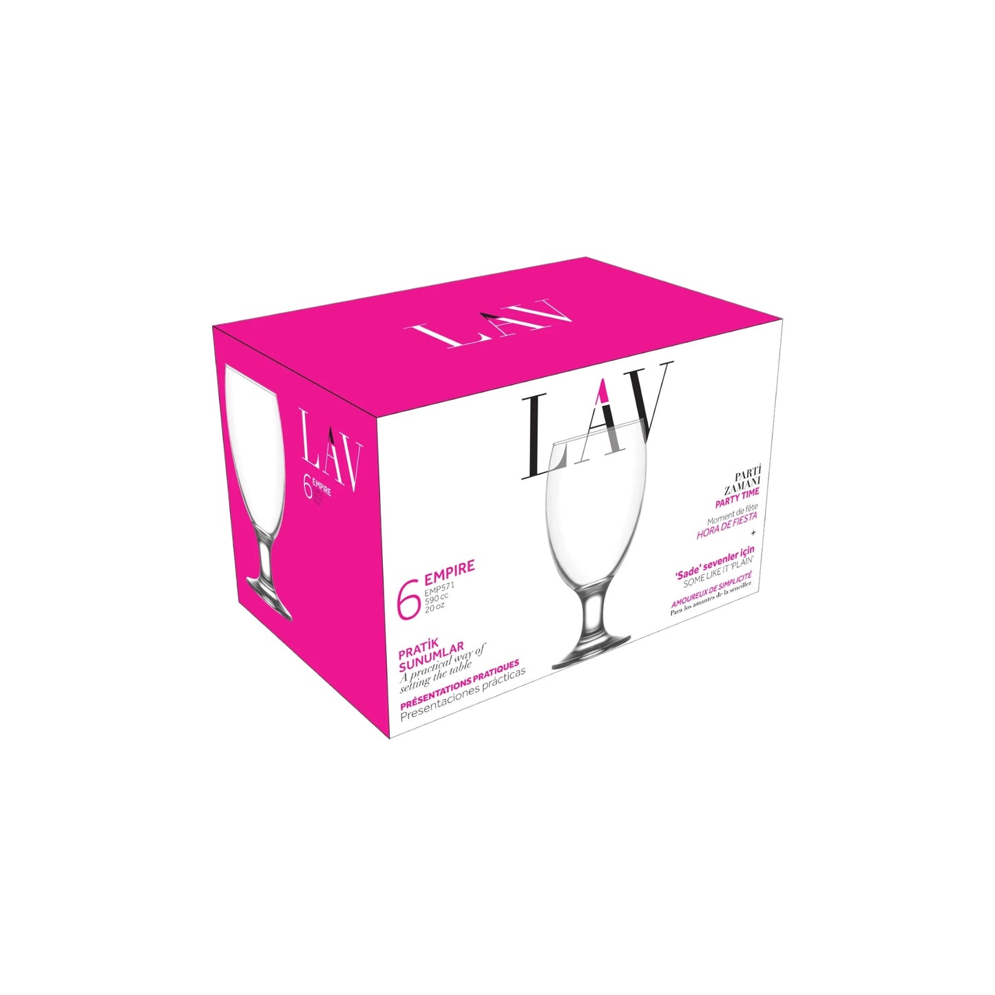 Beer Glass Goblets 20 oz - LAV EMPIRE - Set of 6