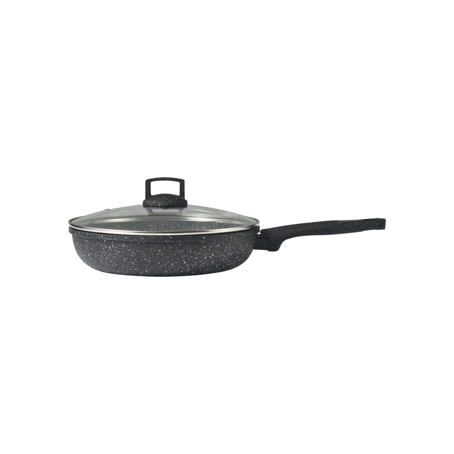 Uakeen Forged Granite Non-Stick Deep Fry Pan with Glass Lid — 24cm | 2.2L