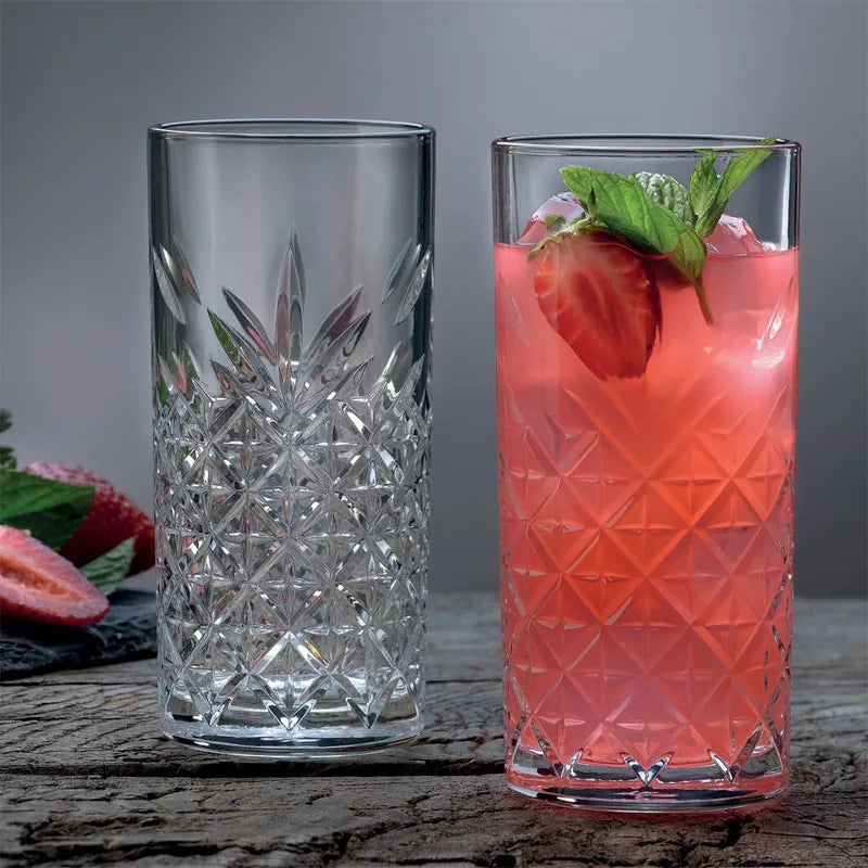 Crystal Cut Long Drink Highball Glasses 12.25 oz - PASABAHCE TIMELESS - Set of 12