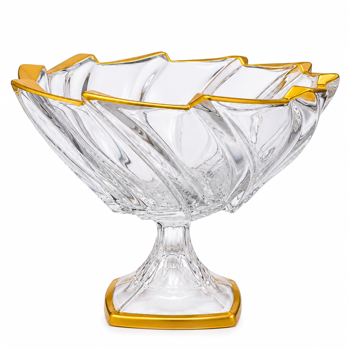 Sakura Eleanor Crystal Footed Centrepiece Bowl with Gold Rim — 27.5cm