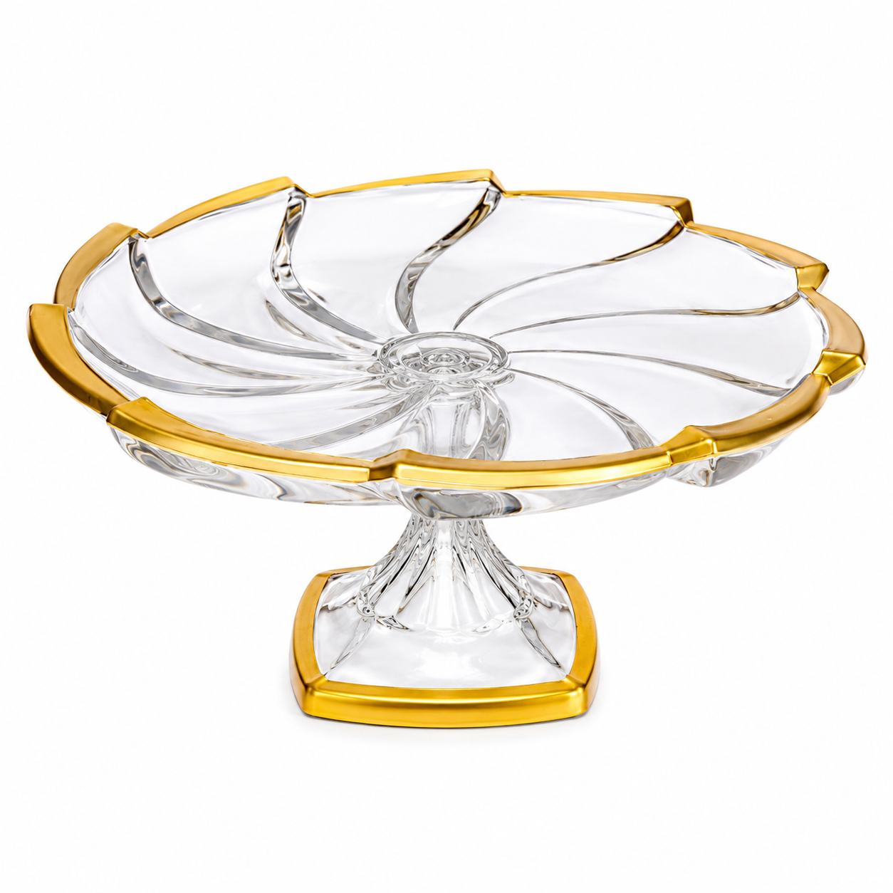 Sakura Eleanor Crystal Footed Cake Stand with Gold Rim — 31cm