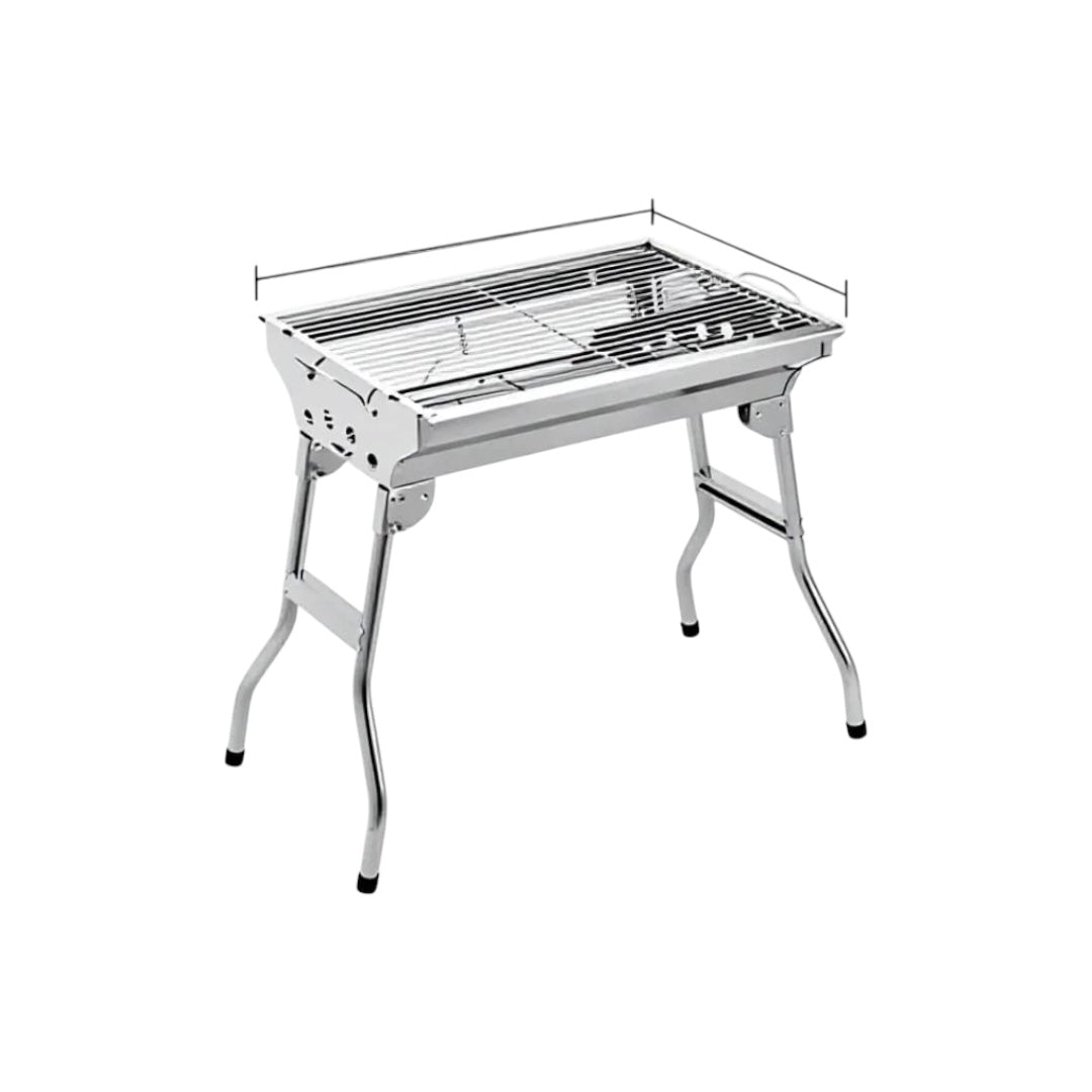 Large Stainless Steel Folding Charcoal BBQ Grill — 48cm | Serves 5–15 | IKIDO