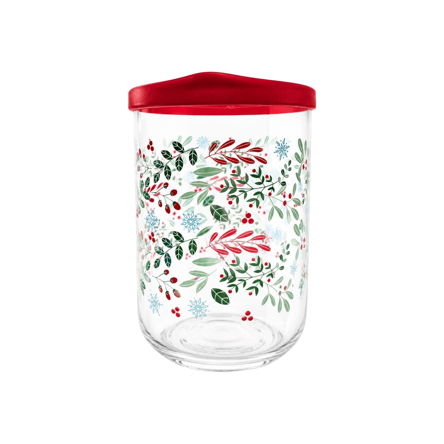 Holiday Glass Storage Jar with Red Lid 
Christmas Edition 34 oz - LAV DUO - 1 Piece