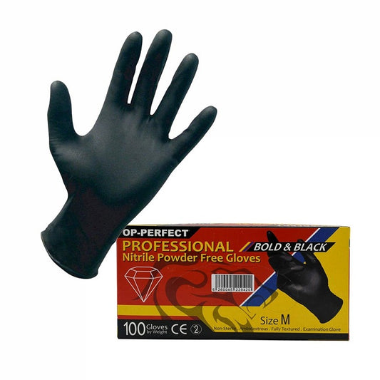 OP-PERFECT Nitrile Powder Free Examination Gloves Black - 100pcs