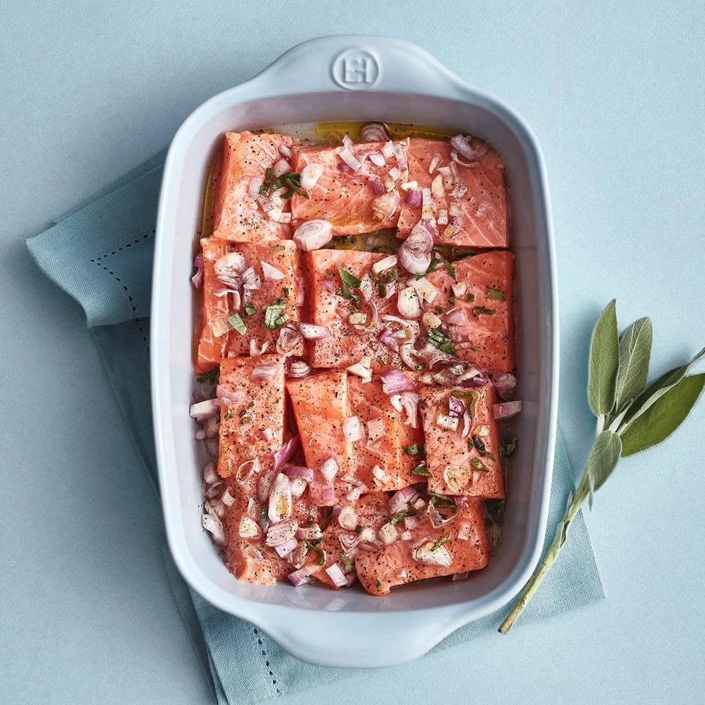 Emile Henry Large Ecume Rectangular Baking Dish – Sea Foam Ceramic, Made in France