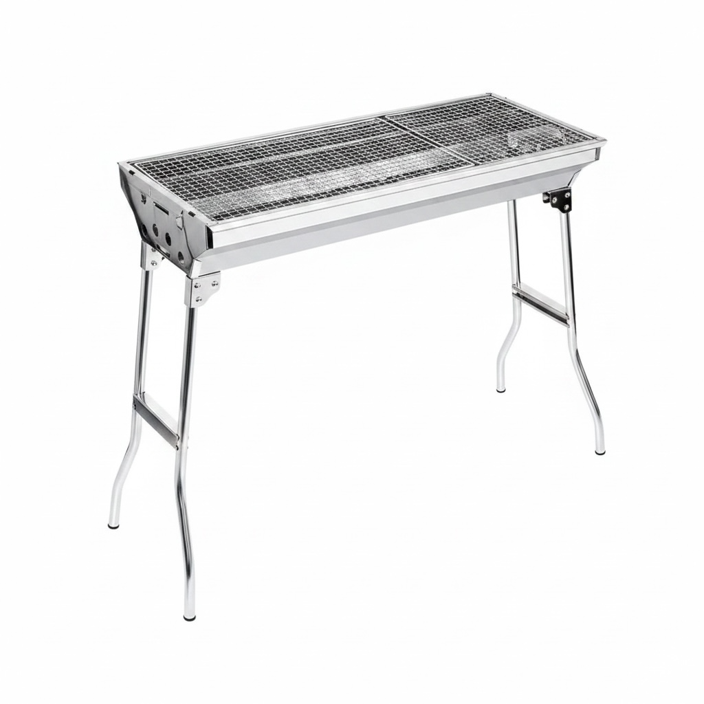 Large Portable Folding Charcoal BBQ Grill – Stainless Steel with Carry Bag, 73cm