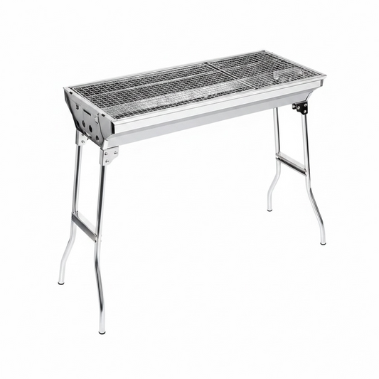 Large Portable Folding Charcoal BBQ Grill – Stainless Steel with Carry Bag, 73cm
