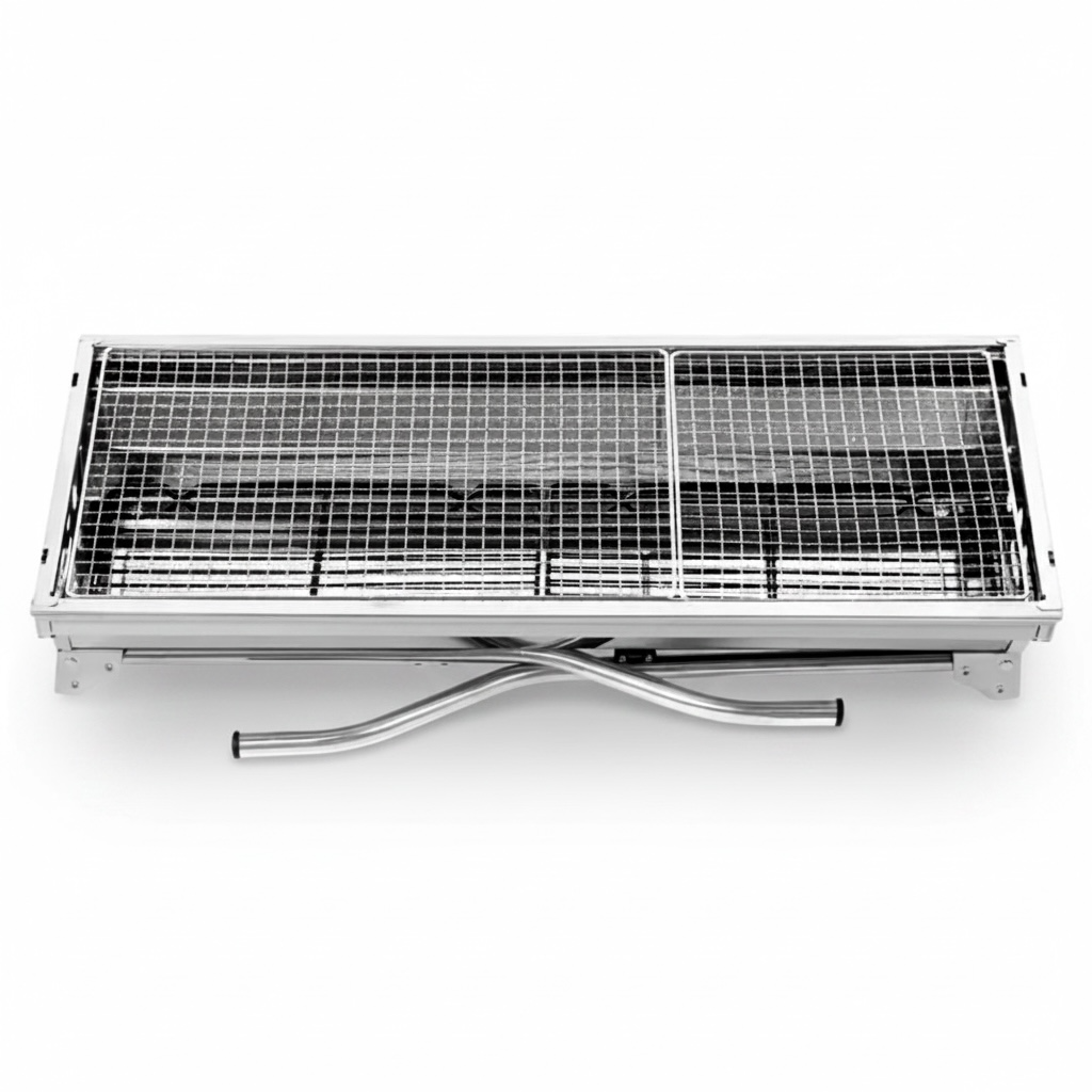 Large Portable Folding Charcoal BBQ Grill – Stainless Steel with Carry Bag, 73cm