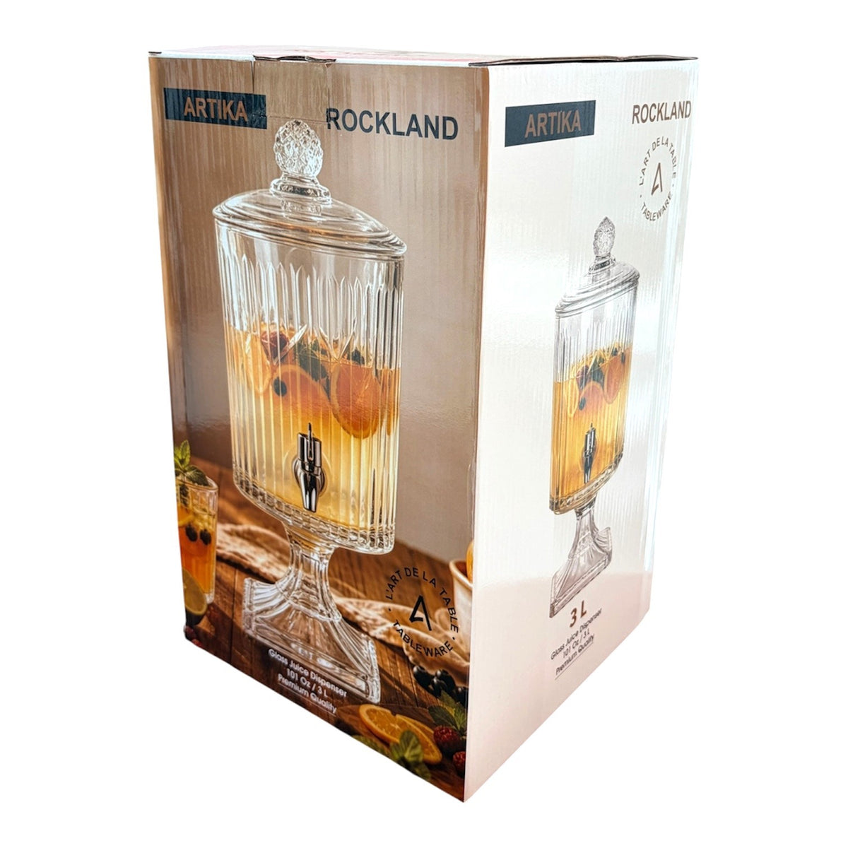 Artika Rockland 3L glass juice dispenser box packaging