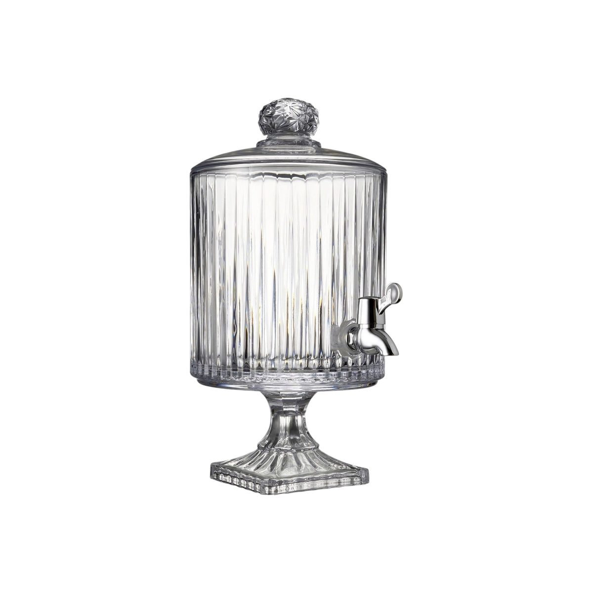 Artika Rockland 3L ribbed glass juice dispenser, empty, with spigot tap