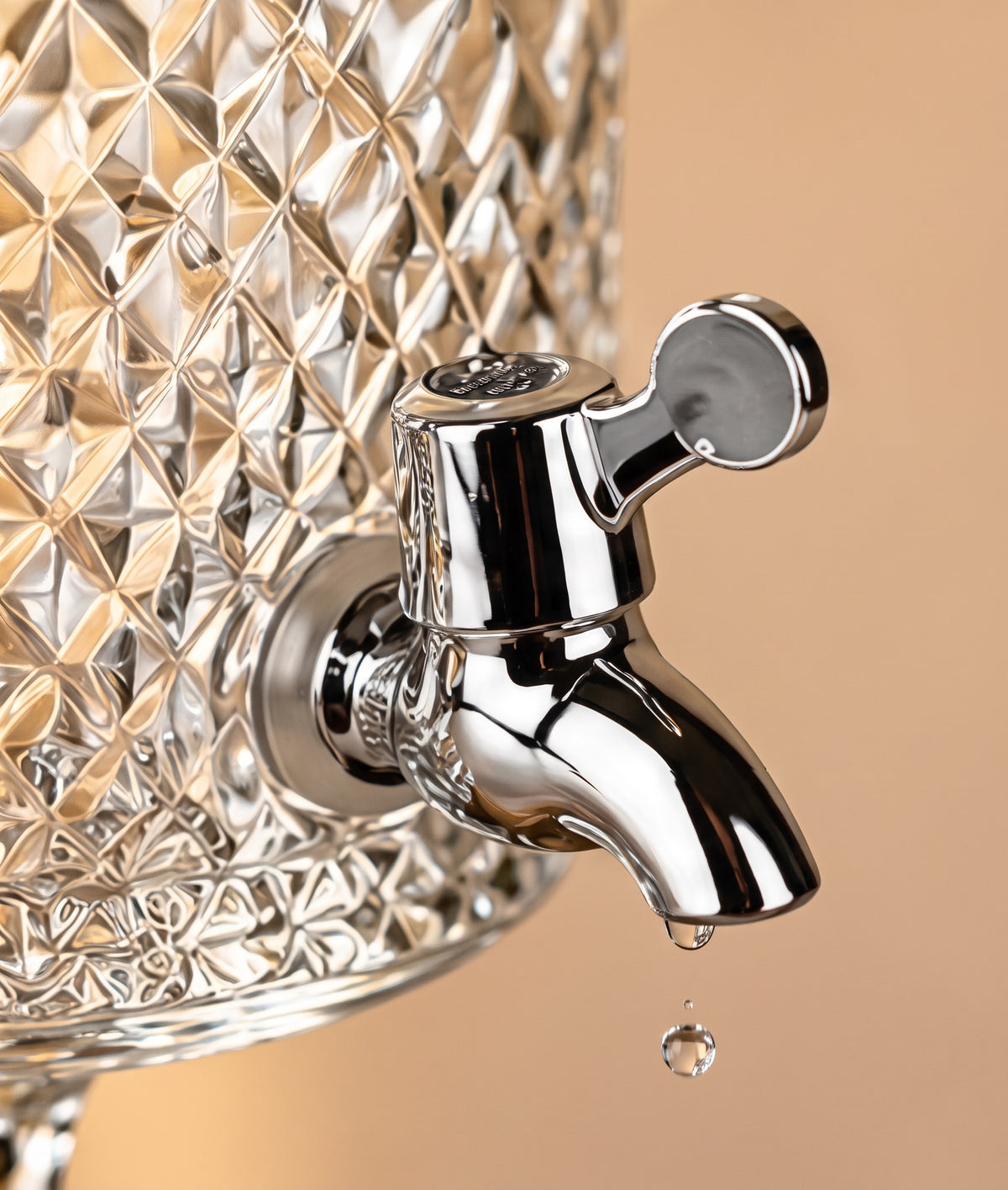 Artika Rockland glass dispenser chrome spigot tap close-up
