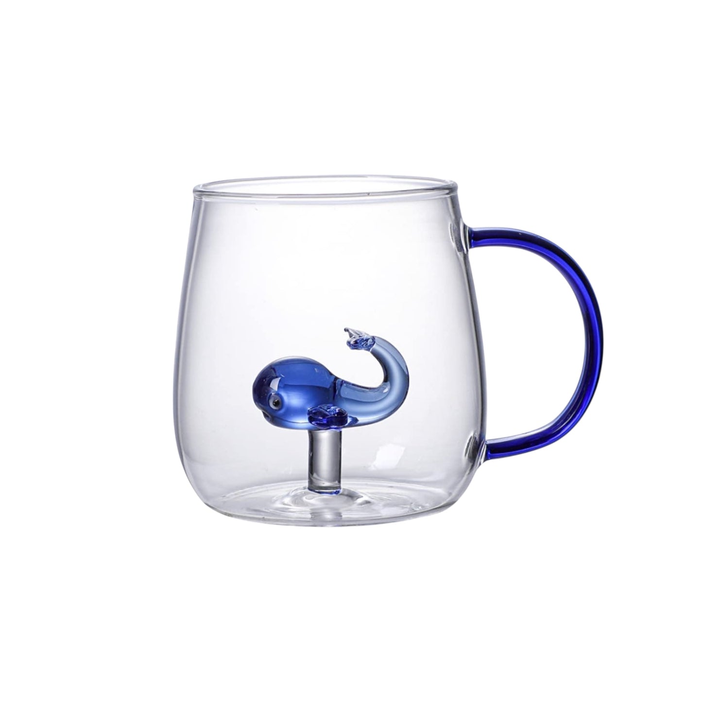 Clear Glass Mug with 3D Blue Whale Design 13.5 oz – Heat Resistant Tea & Coffee Cup - 1Piece