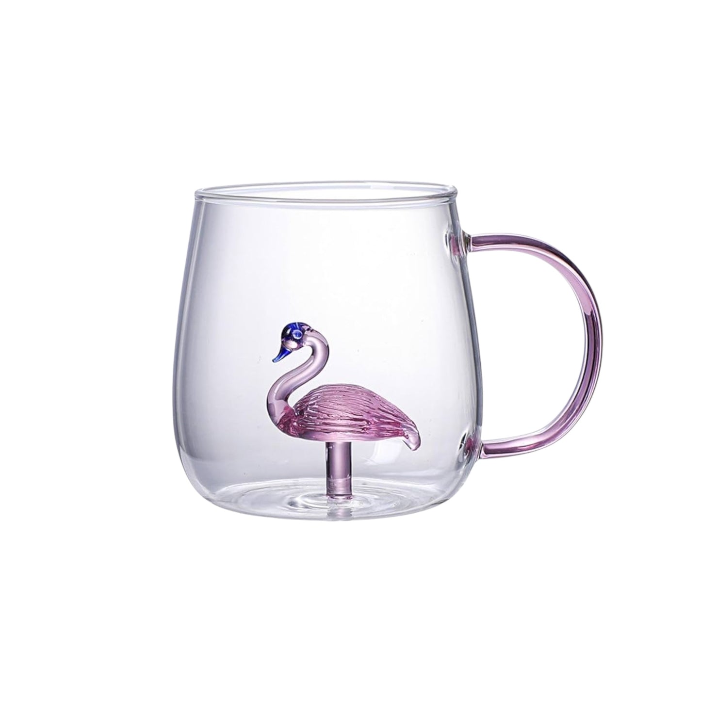 Clear Glass Mug with 3D Flamingo Design 13.5 oz – Heat Resistant Tea & Coffee Cup - 1Piece