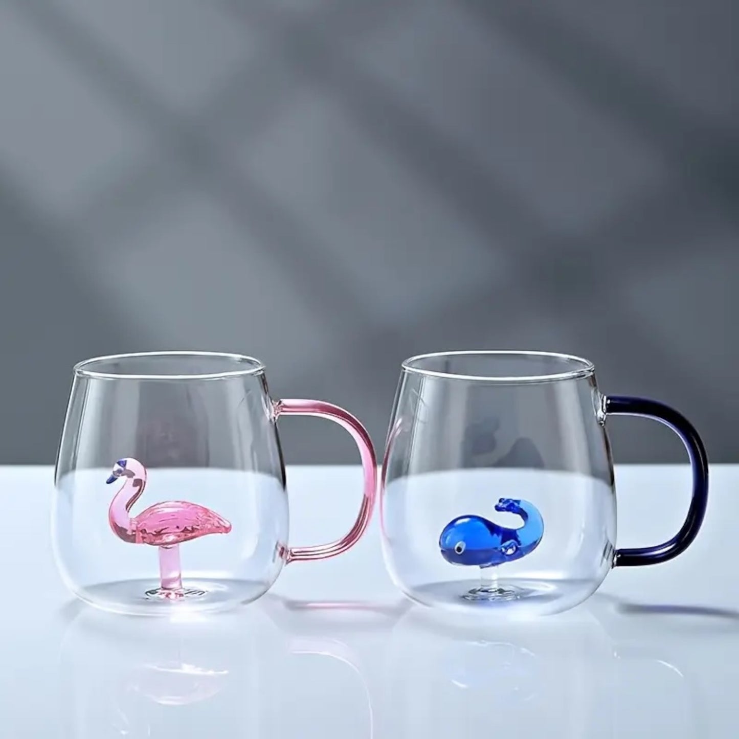 Clear Glass Mug with 3D Blue Whale Design 13.5 oz – Heat Resistant Tea & Coffee Cup - 1Piece