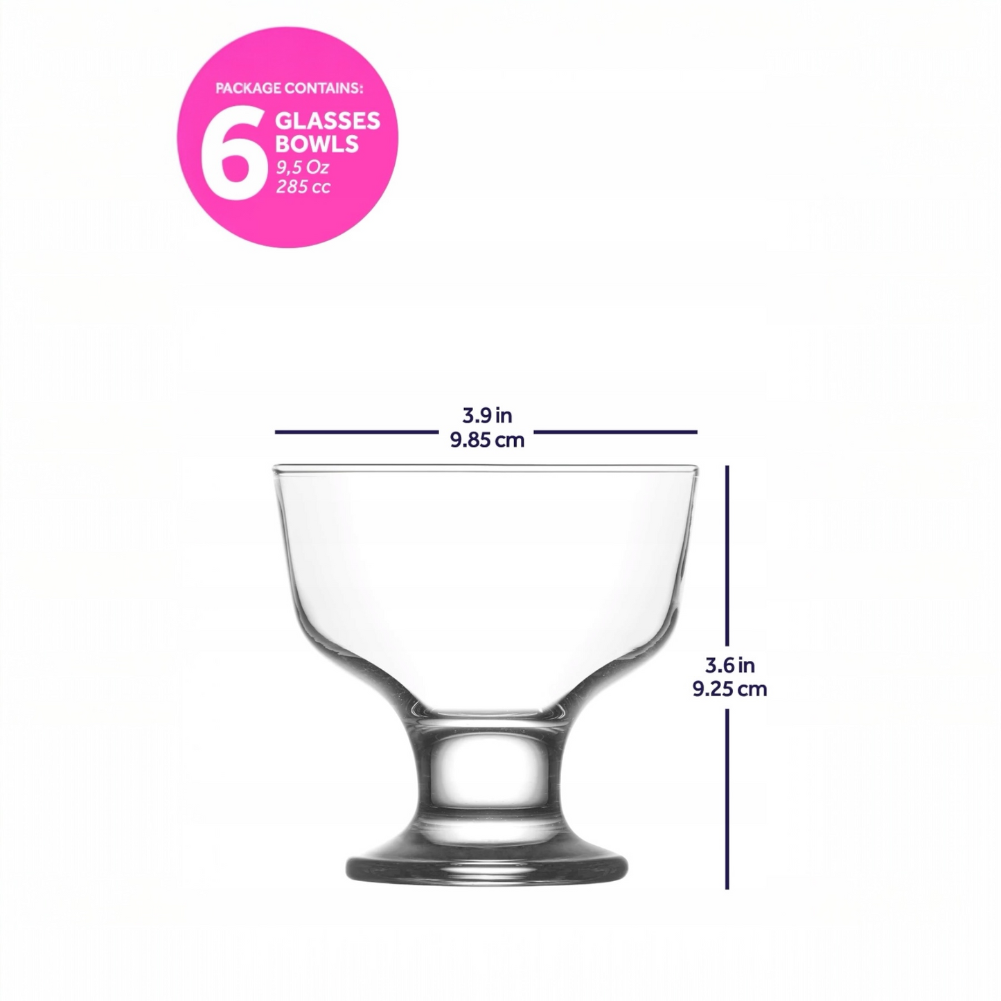 Ice Cream Serving Cups 9.5 oz - LAV DESTINA - Set of 6
