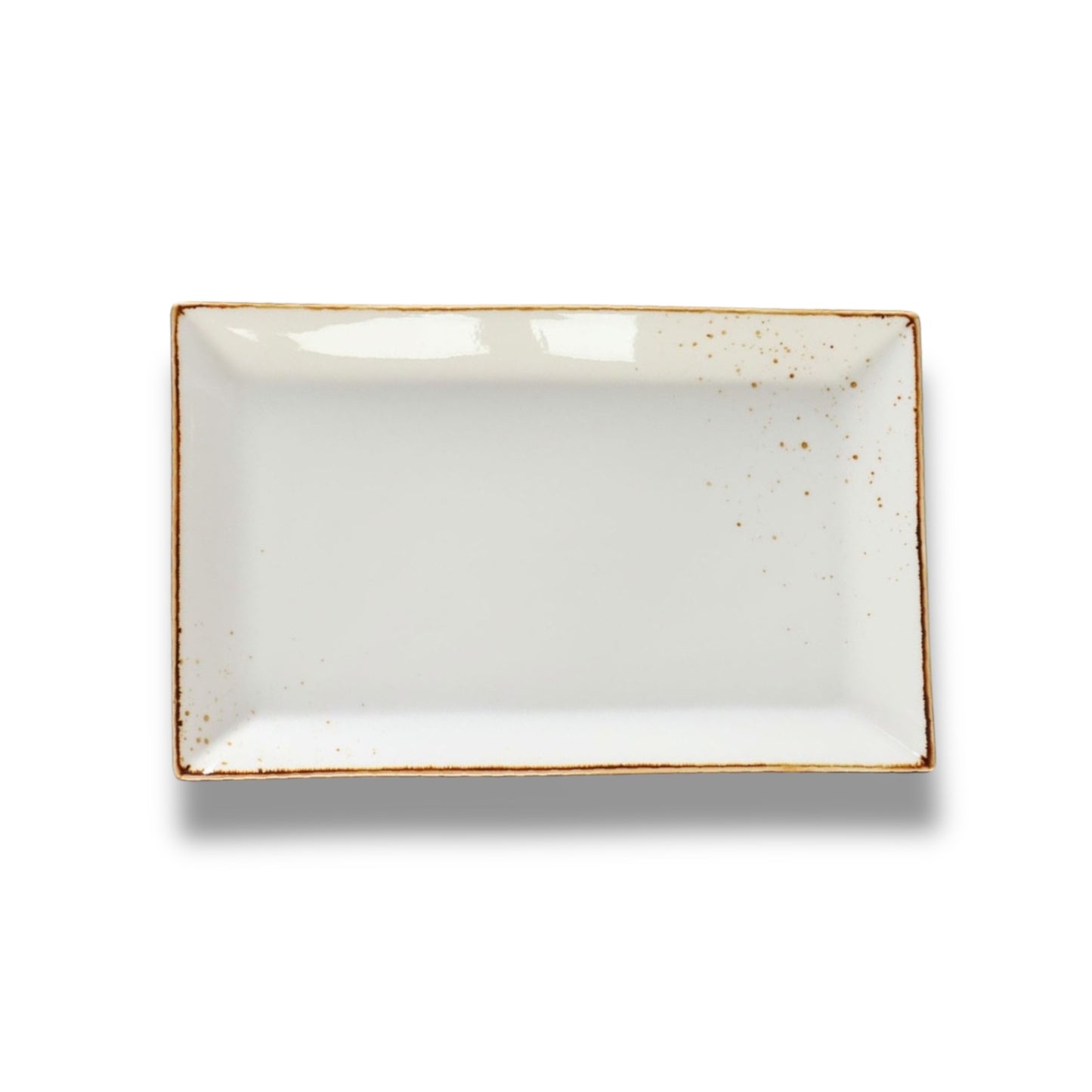 Gold Rimmed Rectangular Platter 14.75” x 6.75” - Terra - 12 Pieces